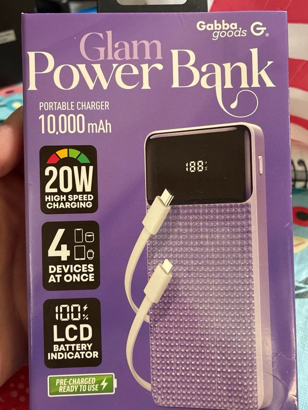 Glam Power Bank 10,000mAh - Purple